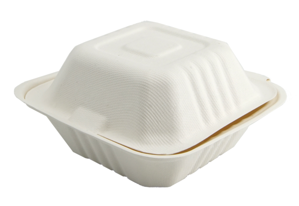 125 Mayax Bagasse Clamshells - Burger Box - 152x152x76mm - 450ml Eco-Friendly Lunch Box