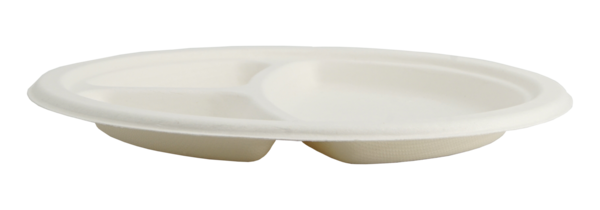 125 Bagasse Plates - 23cm 3-compartments - Eco-Friendly, Biodegradable and Compostable