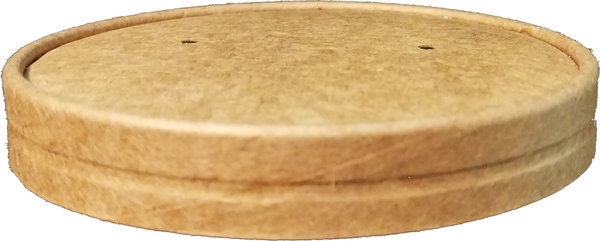 100 Deckel für Suppenbecher 760 ml - 11,5cm -Pappe mit PLA Beschichtung braune Einweg-Deckel